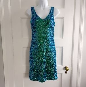 Mermaid-colored sequin mini dress! Sz M